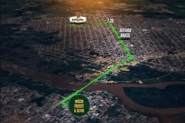 Mapa da rota da cavalgada Expojipa 2023 — Foto: Reprodução
